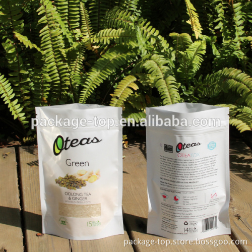 resealable zipper tea stand up pouches